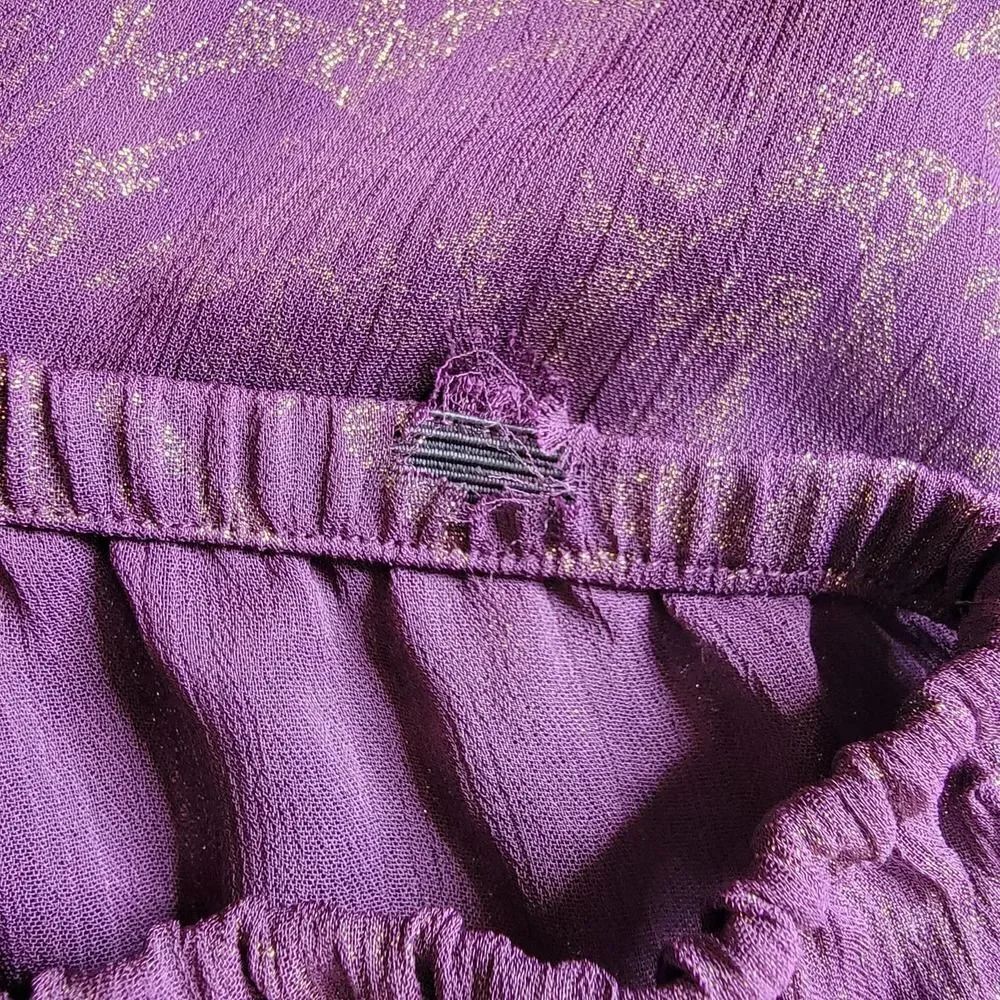 Cache Metallic Cold Shoulder Blouse Purple Gold Size Medium - Picture 5 of 16